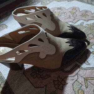 Elegant Tan and Black Women's Heels